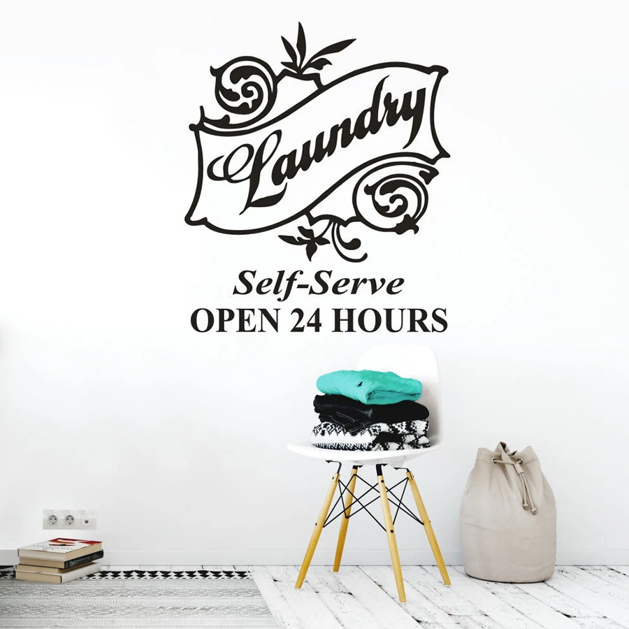 Табличка с надписью прачечной виниловая наклейка на стену самообслуживание