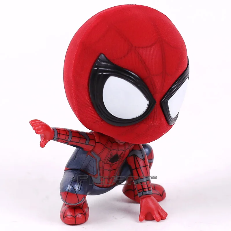 Горячие игрушки Cosbaby Marvel Человек-паук возвращение домой Человек-паук Q версия мини ПВХ Фигурки игрушки автомобиль украшение дома кукла 5 стилей