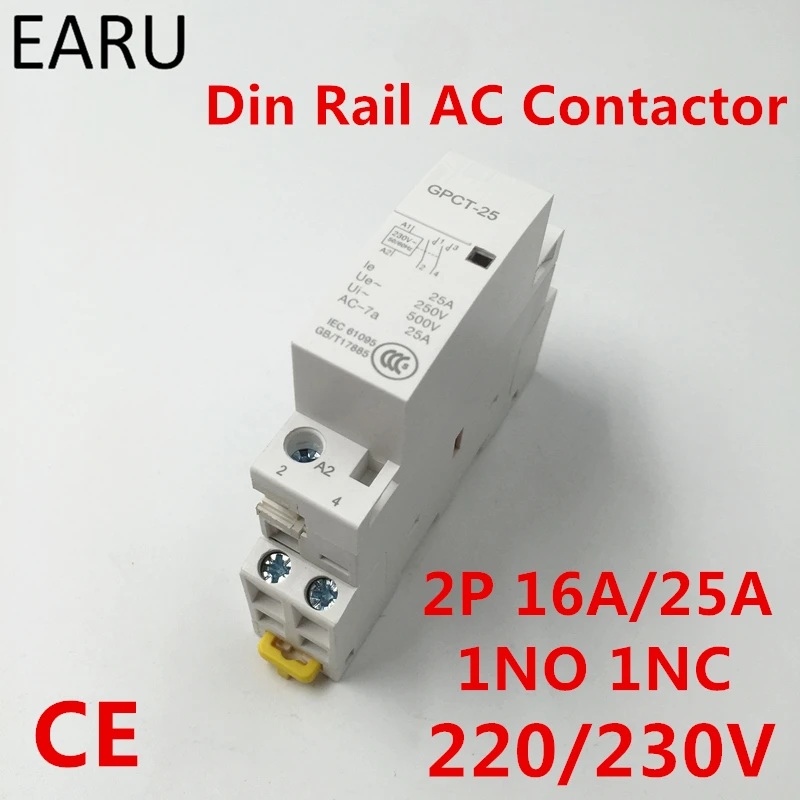 Din рейка 2P 16 А 25 1NC 1NO 220 В 230 Ac контактор для дома Гц|ac contactor|contactor achousehold contactor |