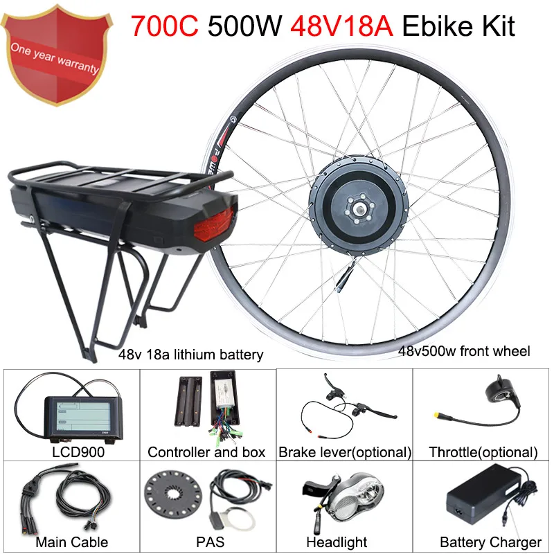 2" 700C мотор для центрального движения колеса 48V 500w комплект для переоборудования электрического велосипеда 48v литиевая батарея, фара для электровелосипеда в комплект для передний ступичный узел мотор для электрического велосипеда - Цвет: 700C 500W48v17.5a