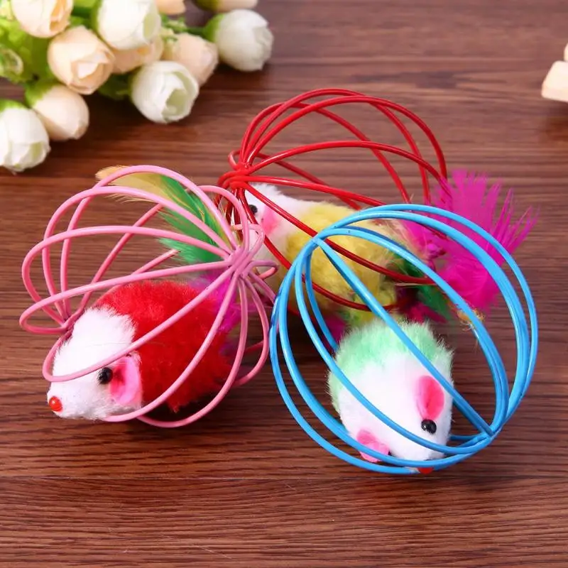 6 5 см Pet забавная игрушка для кошек мышки с перьями мыши шаровая клетка котенка