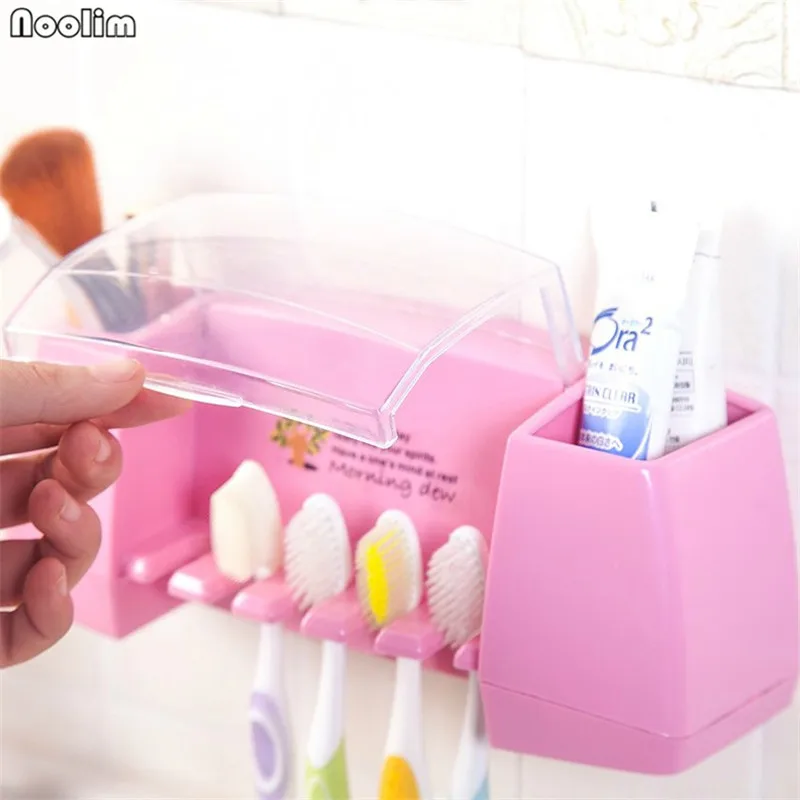 NOOLIM Creative Toothbrush Holder Storage Box Strong Glue Sticker Bathroom Toothpaste Tooth Brush Toiletries Organizer | Дом и сад