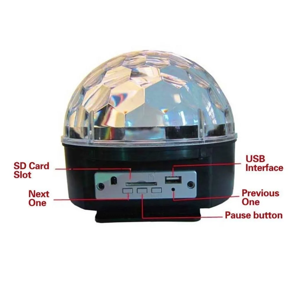 LumiParty LED RGB Шар свет 6 цветов Bluetooth MP3 хрустальный магический шар стробоскоп диско