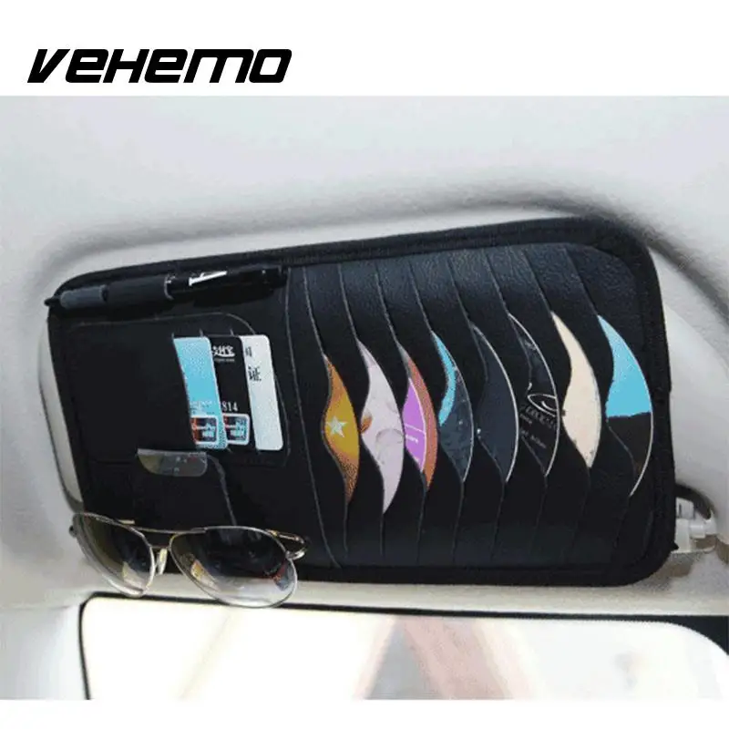 Козырек от солнца Vehemo кожаный автомобильный козырек держатель для CD-карты