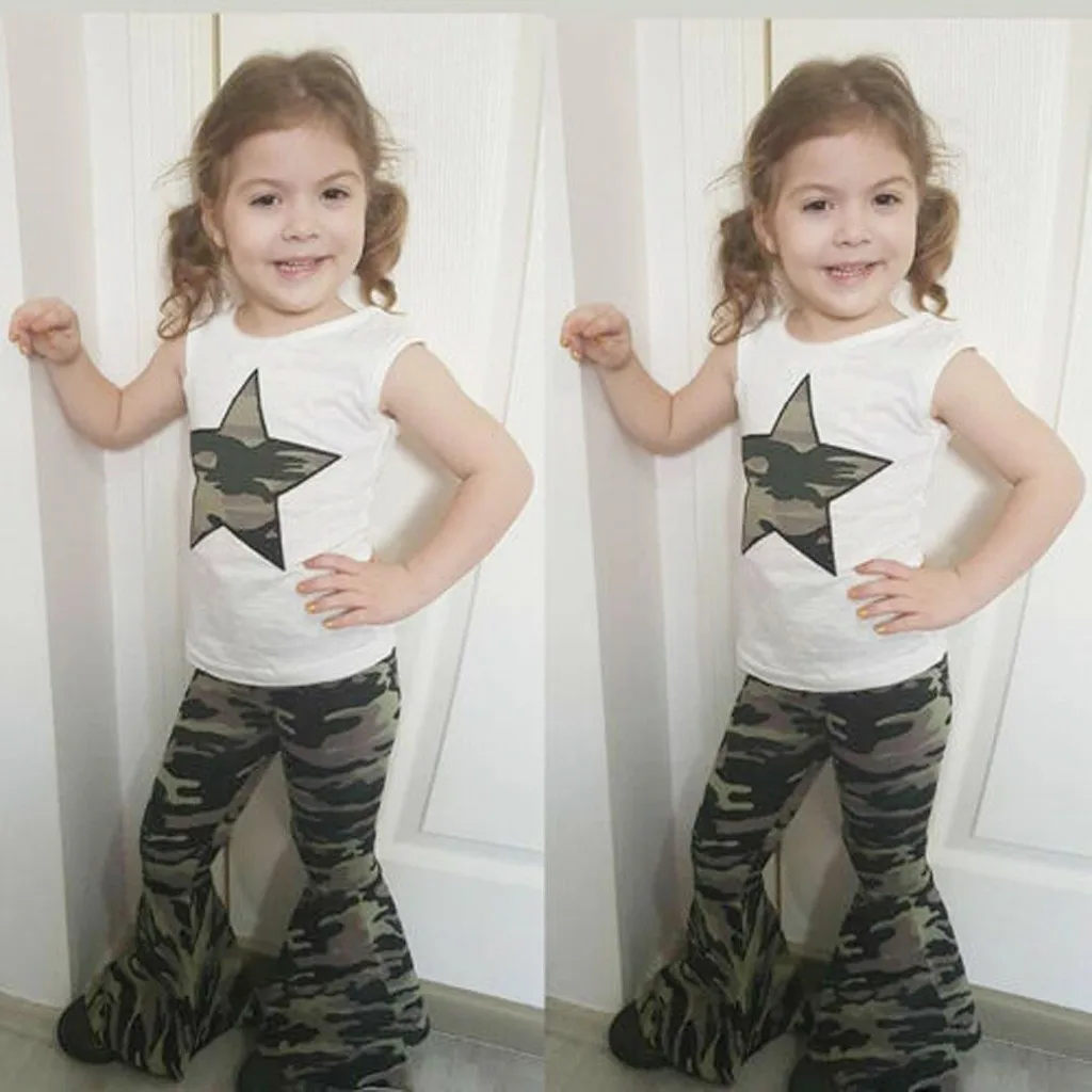 SAGACE/длинные камуфляжные штаны для маленьких девочек комплекты из 2 предметов