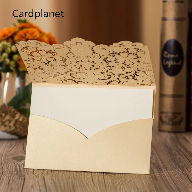 1 шт. золотисто красный лазер роскошная Флора свадебные пригласительные открытки