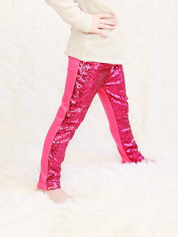 Ярко-розовые штаны с пайетками для девочек ярко-розовые блестящие яркие леггинсы