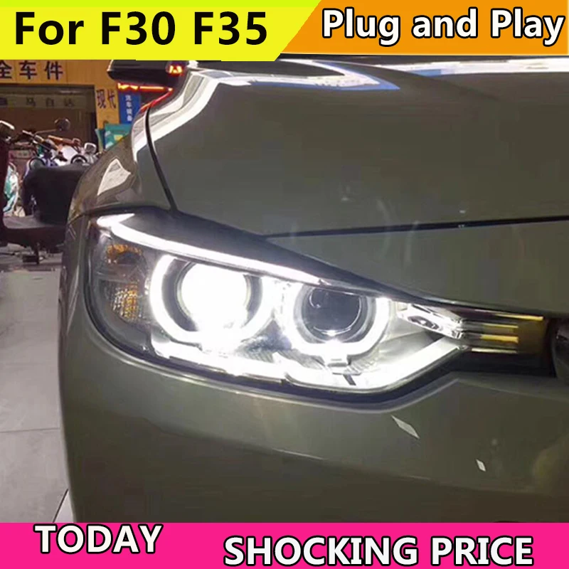 Автомобильный Стайлинг для BMW 316i 320i 328 335 F30 F35 фары 2013 2015 ДХО линзы двухлучевые H7 HID