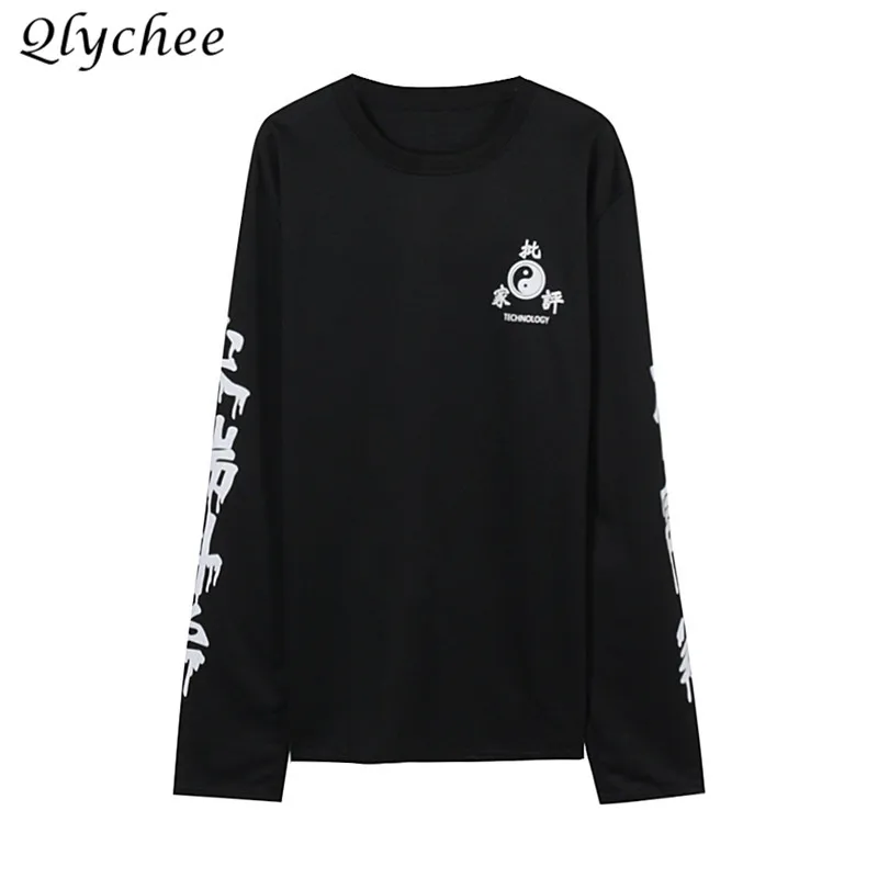Qlychee Harajuku режущий край наука пуловер с напечатанными буквами Футболка для женщин