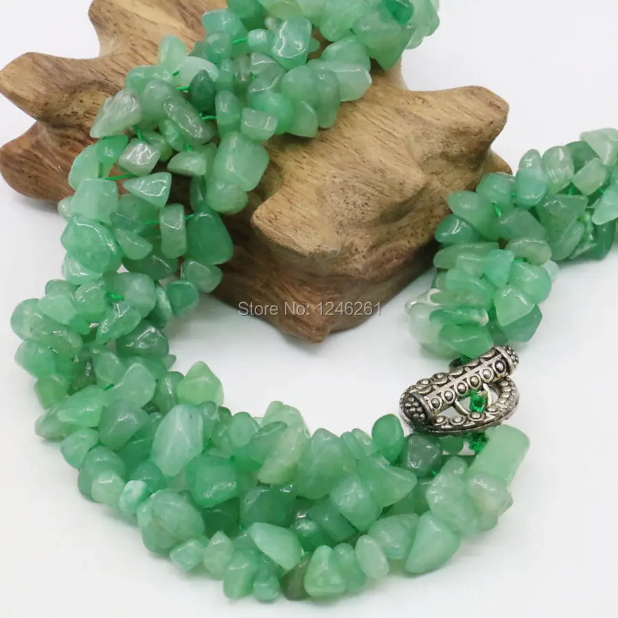 Irregular Green Aventurine Crystal 3Rows Necklace Chain Women Jewelry Making Party Wedding Gifts 18inch Stone Mother's Day gifts |