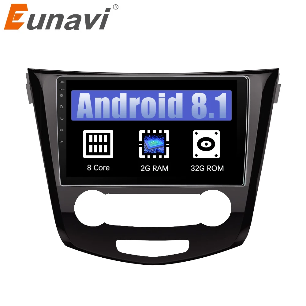 Eunavi 10,1 дюймов 2 Din Восьмиядерный Android 8,1 мультимедийный автомобильный Радио стерео плеер для Nissan Qashqai gps навигация головное устройство