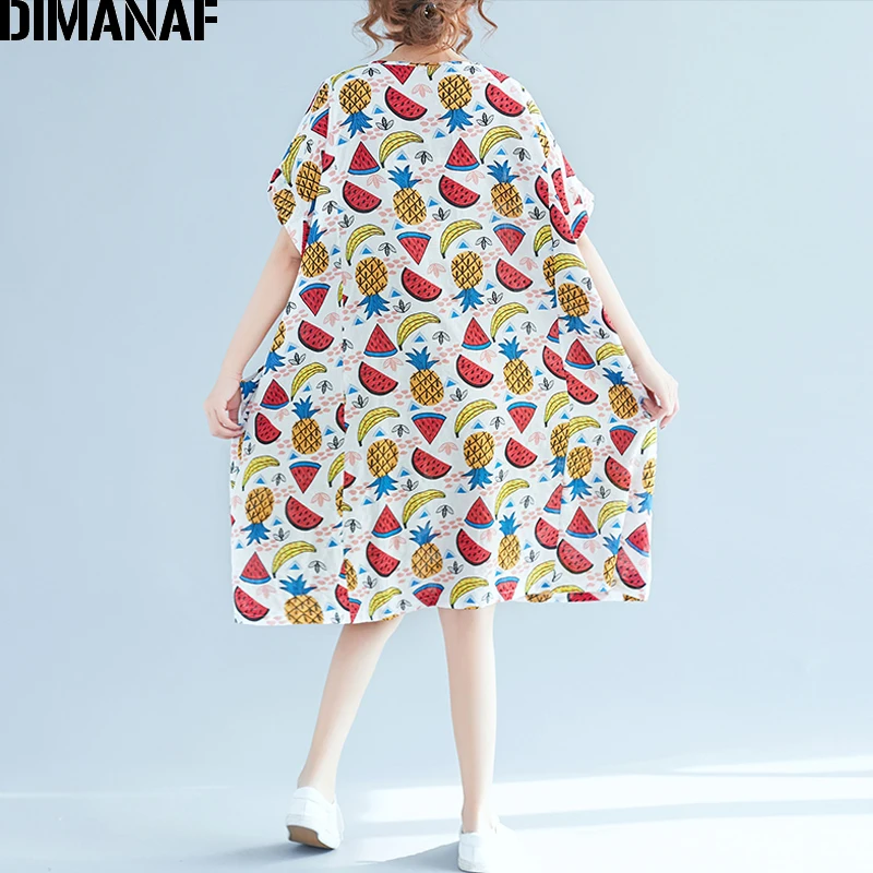 DIMANAF Для женщин пляжное платье Лето Плюс Размеры белье Kawaii фруктов женский