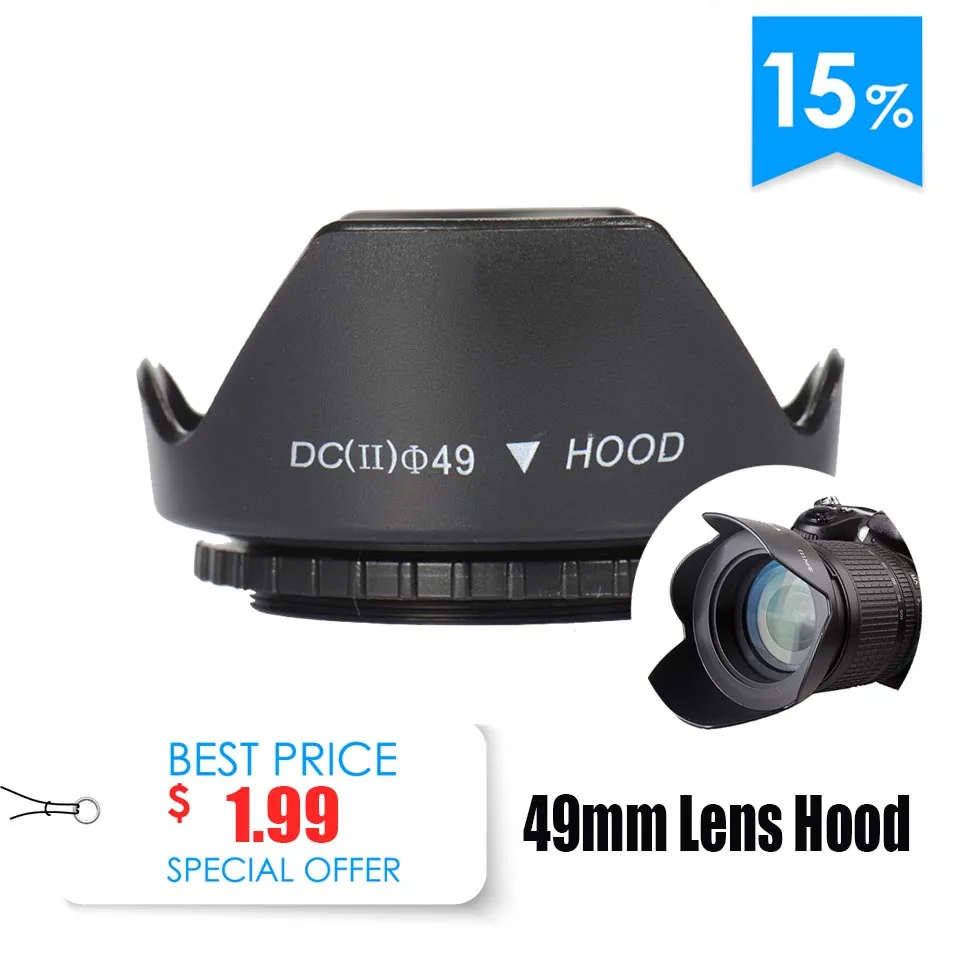 49 мм бленда для объектива с цветком Sony Nikon Fuji Olympus Canon Eos M M1 M2 M3 M5 M6 M10 EF 15 45 f/3 5 6 3 IS
