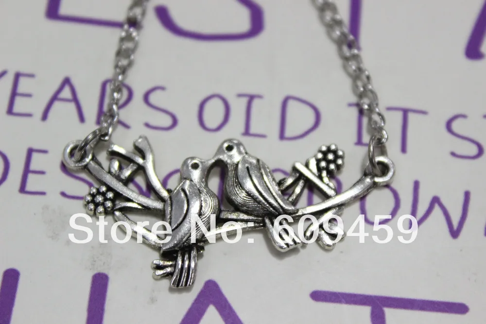 3D Love Birds Necklace. Two birds on Tree Branch. Detailed Bird Charm necklace Mandarin ducks Necklace|necklace brand|necklace mp3necklace pack |