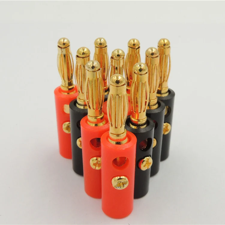 

100pcs High quality 4mm Banana Plug Gold Plated Red + Black Lenth 40mm
