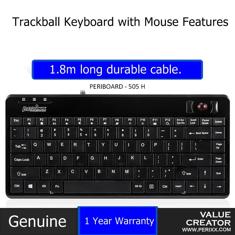 PERIBOARD 505 H PLUS компактный дизайн USB Проводная клавиатура с трекболом|designer keyboard|keyboard