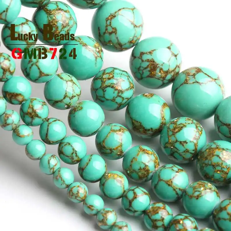 Круглые зеленые золотые линии бирюзовый камень бисер для самостоятельного