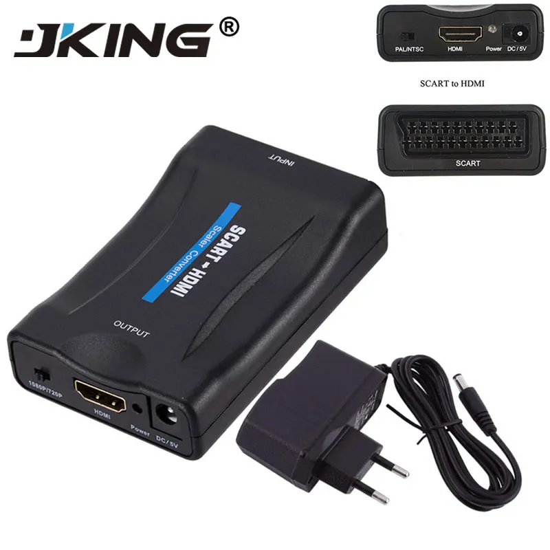 JKING 1080P SCART в HDMI конвертер видео аудио сигнала адаптер HD с зарядным адаптером |