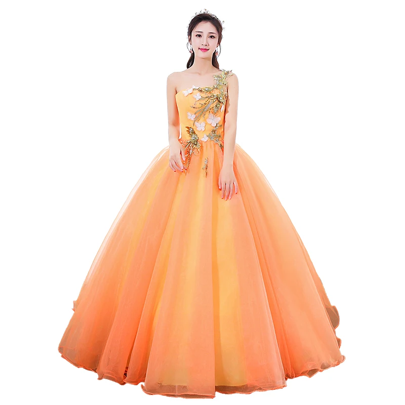 Ruthshen, элегантное платье Vestidos De 15 Anos,, Новое поступление, одно плечо, королевский синий/оранжевый цвет, бальные платья, платья для выпускного вечера