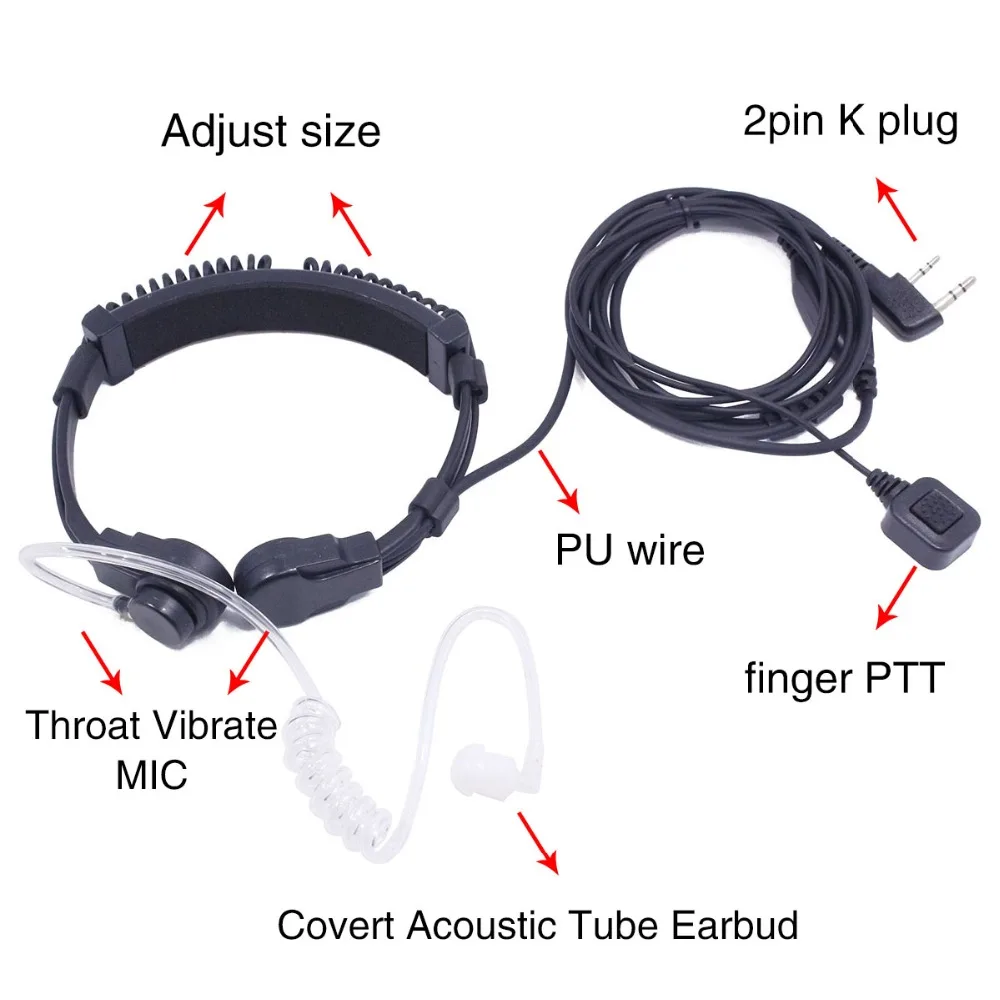 Extendable Throat Microphone Mic Earpiece Headset for CB Radio BAOFENG UV-5R GT-3 BF-888S Series TYT Wouuxn Ham Walkie Talkie | Мобильные