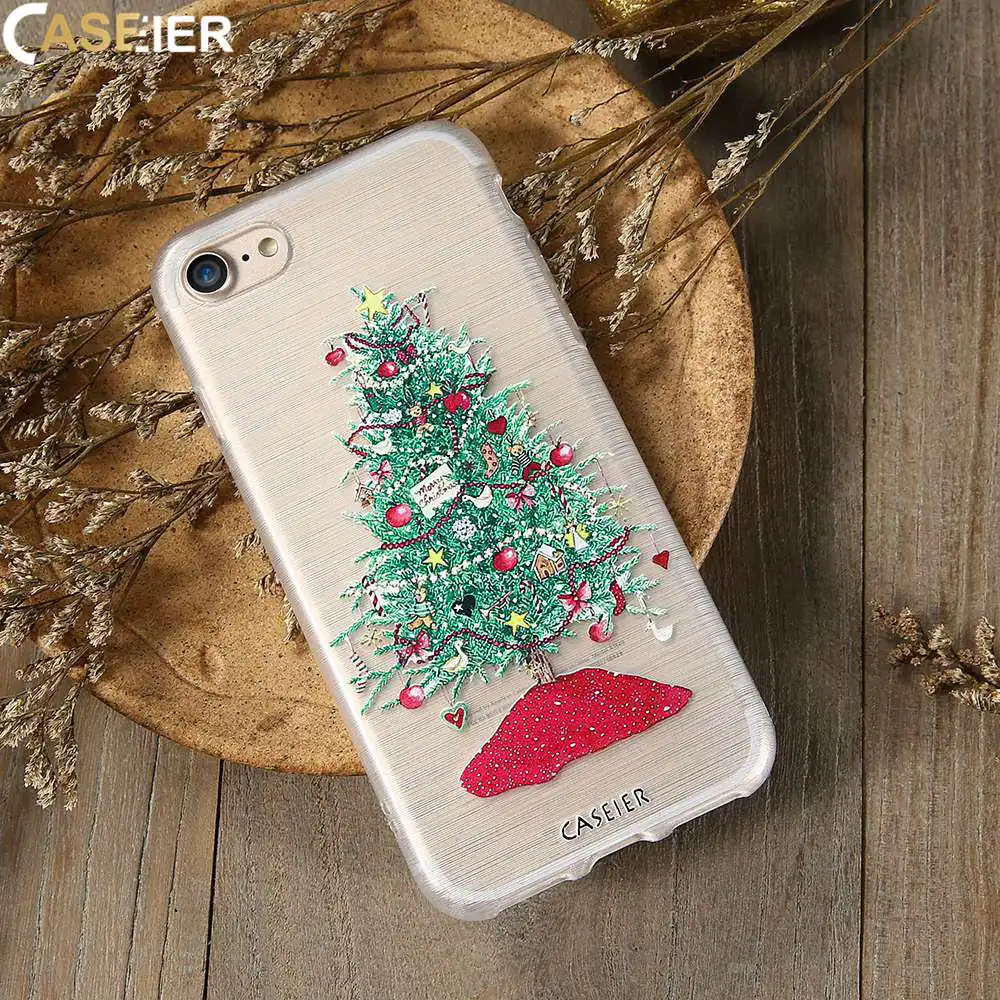 Caseier 2017 зимний чехол для телефона айфон X Новогодние товары 3D Живопись мягкий