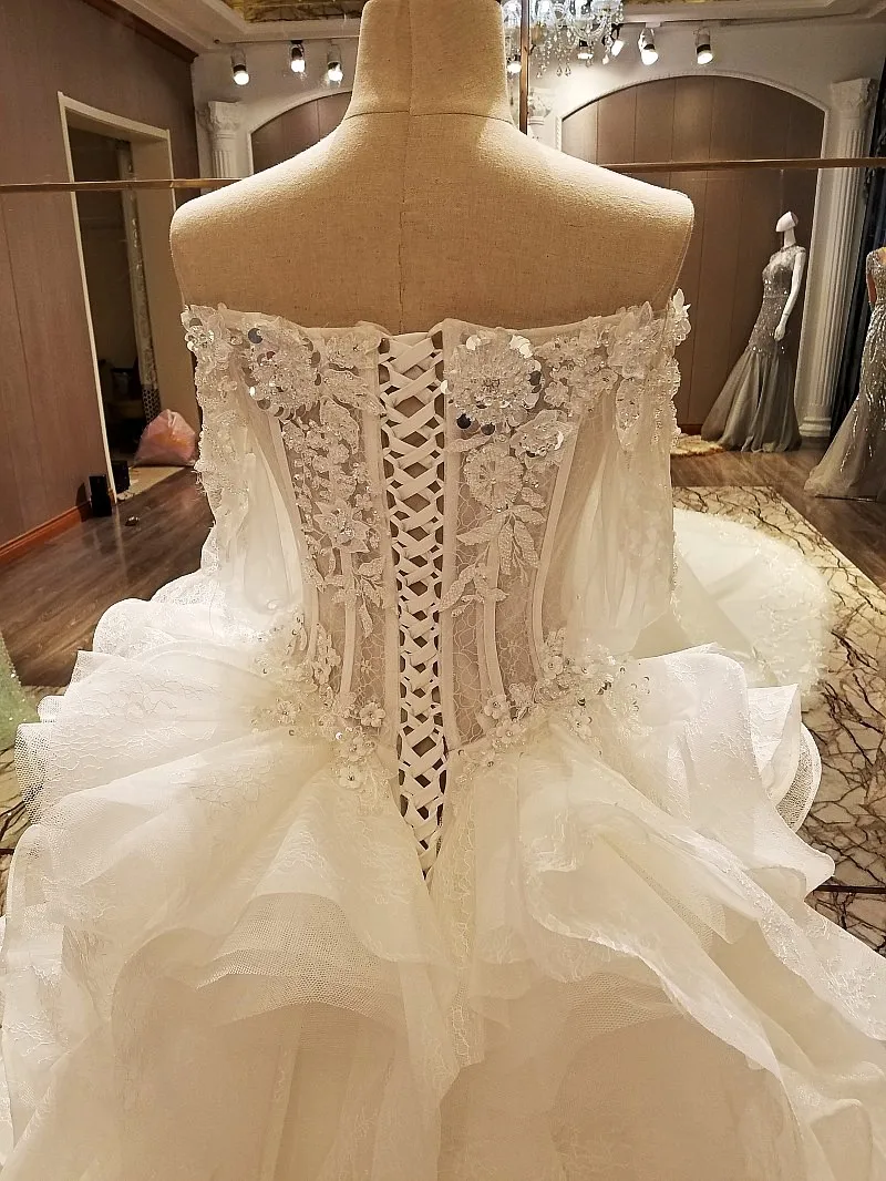 2017 Robe De Mariage Роскошные свадебные платья без бретелек с открытыми плечами и