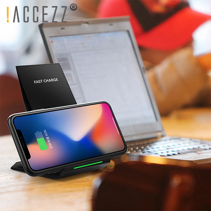 ! ACCEZZ вертикальное зарядное устройство 7 5 Вт 10 Qi Беспроводная зарядка для iPhone X 8 Plus
