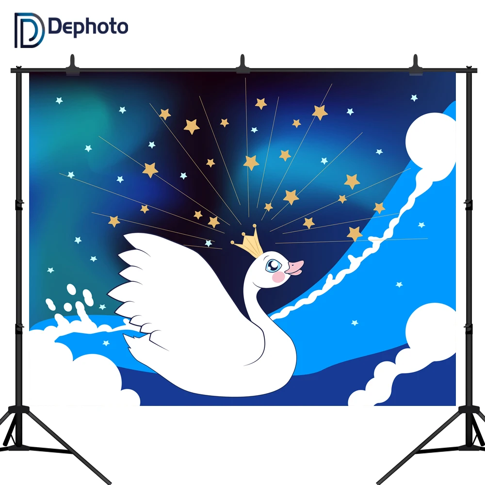 DePhoto фон для фотосъемки Лебедь Золотая Корона звезды дети Душ День Рождения