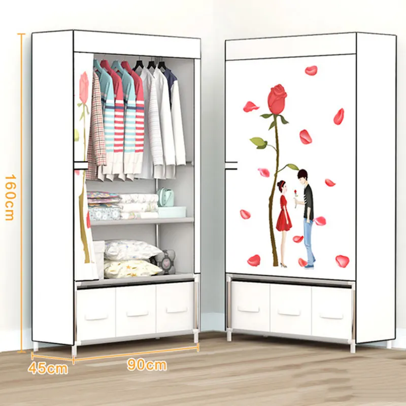 Простой однотканевый шкаф Толстая стальная труба арматура для студенческого