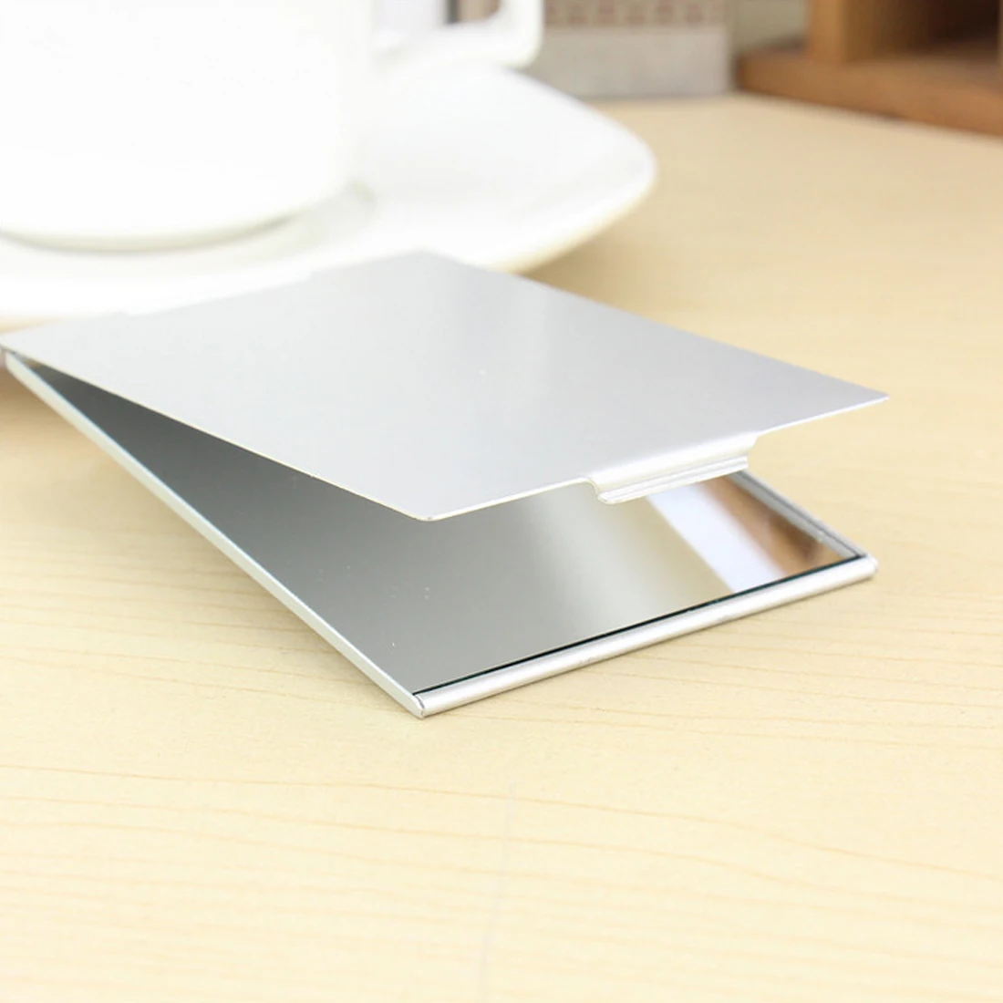New Aluminum Ultra-thin Make Up Mirror Pocket Cosmetic Rectangle Makeup Mirrors Foldable Silver | Красота и здоровье