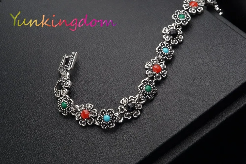 Yunkingdom винтажный браслет в этническом стиле из смолы серебристого цвета браслеты для женщин K1798