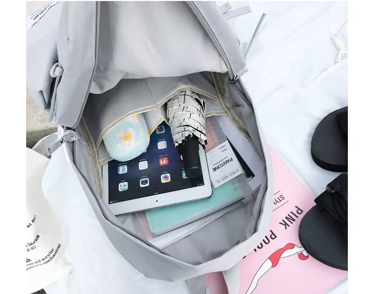 Школьный рюкзак для девочек-подростков Mochila Feminina, Большой Студенческий рюкзак, женская школьная сумка, серый Рюкзак, лето
