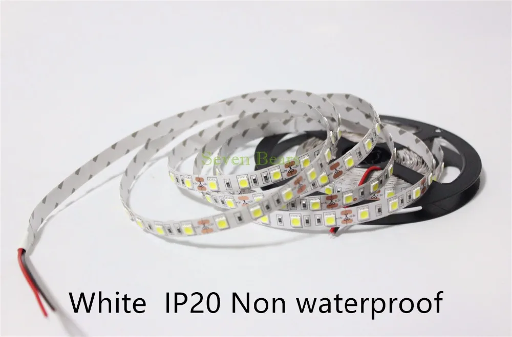 IP20/65/67 Белый/Черный PCB DC12V Светодиодная лента 5050 SMD 5 м 300 светодиодов 60