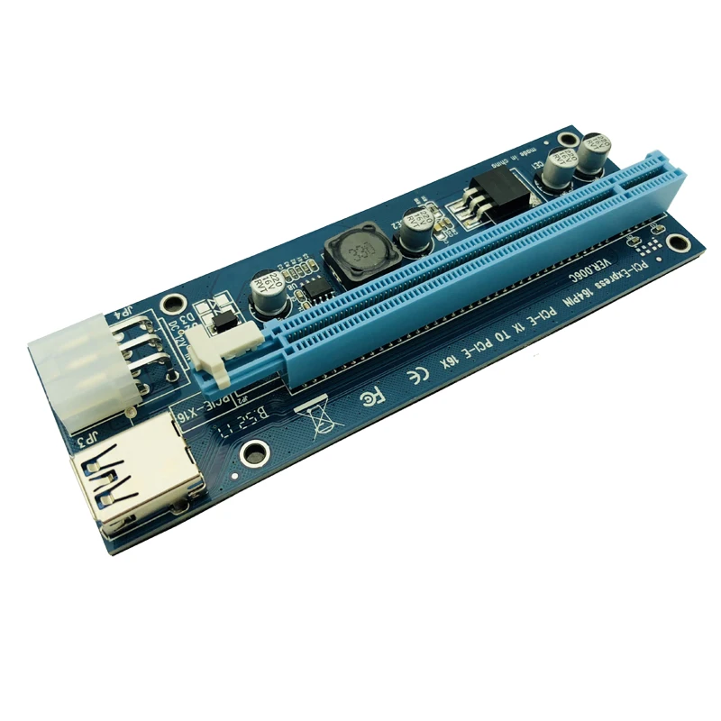 Billig 100 PCS Blau PCI-E Riser 006C Express 1X 4x 8x 16x Extender PCI E USB 3.0 Extender Adapter Karte SATA 15pin Für BTC Bergbau Bergmann