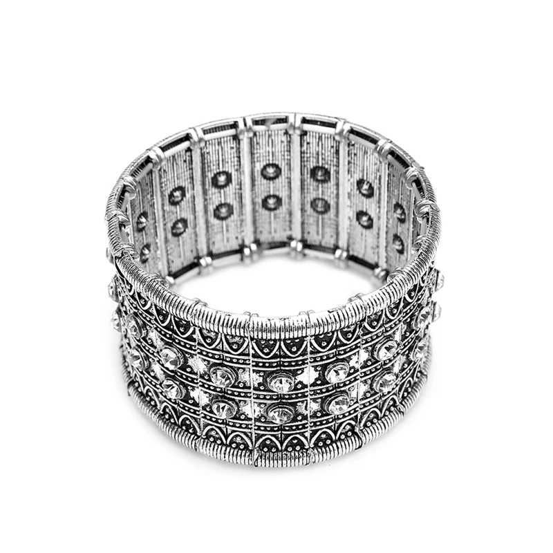 Панк богемные Стразы стрейч широкий Винтажный стиль bangle charm bracelet charmscharm bracelet charms