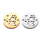 10 шт.лот, лидер продаж, подвески в виде собачьей лапы с надписью Love из нержавеющей стали, соединители с двумя отверстиями для изготовления браслетов сделай сам, аксессуары