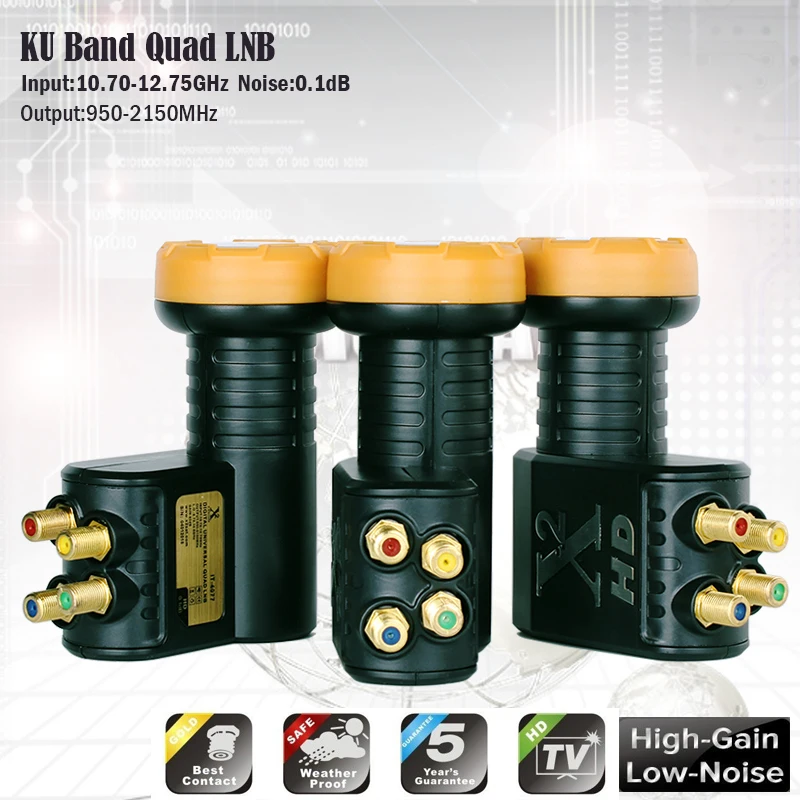 Универсальный спутниковый ресивер LNB X2 KU диапазон 0 5 дБ подходит для HD/3D Quad