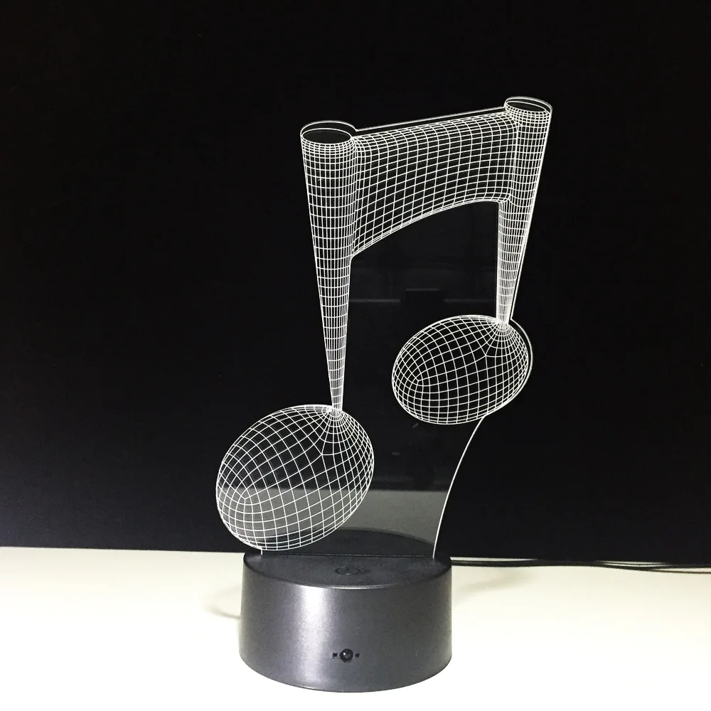 7 цветов Изменение светодиодный светильник 3D в виде скрипичного ключа ночной