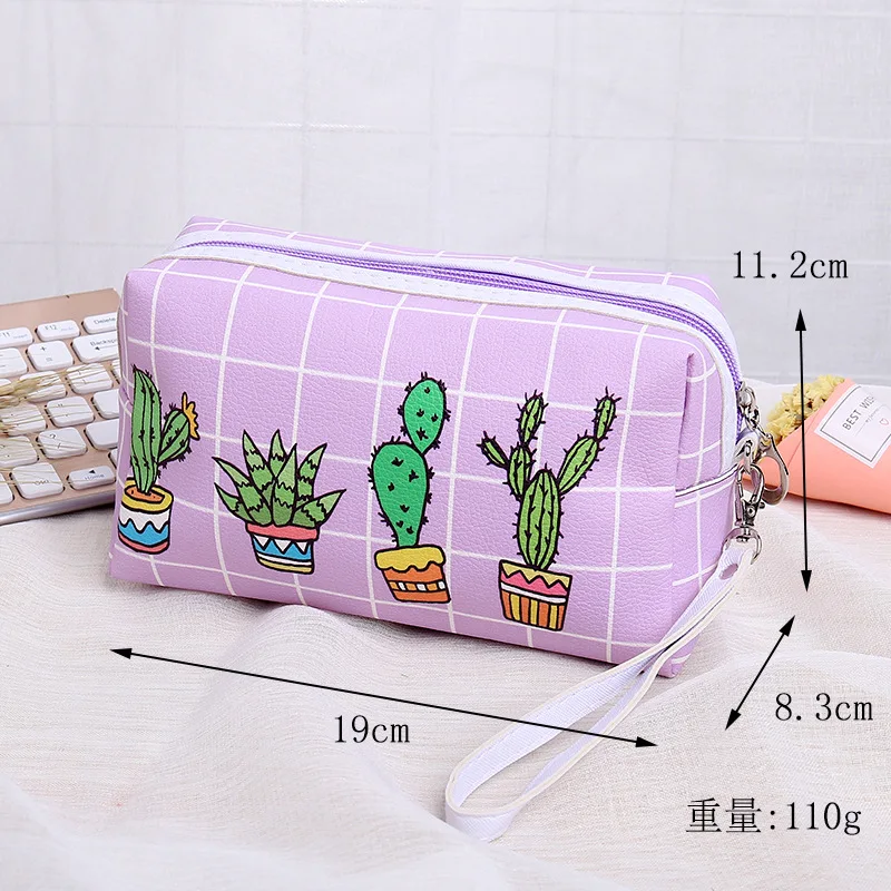 Косметичка PACGOTH с принтом кактуса и ламы большая дорожная сумка для хранения