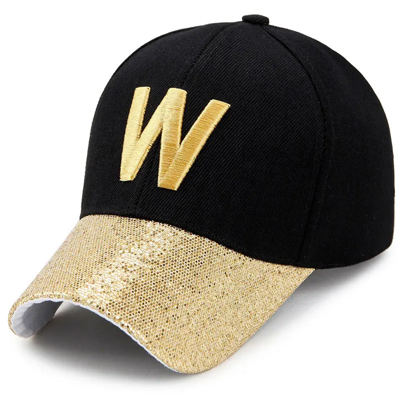 Модная бейсболка с блестящими изогнутыми краями для мужчин и женщин вышивкой