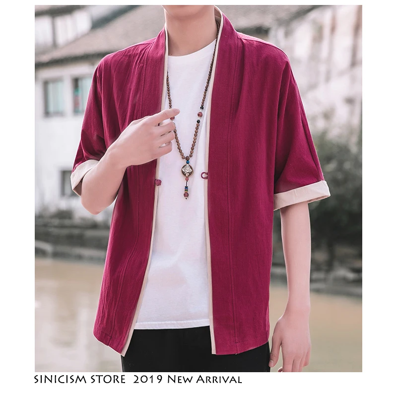 Sinicism Store 2020 Мужской Хлопковый льняной Тренч уличная Мужская винтажная
