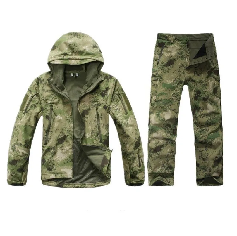 Tactical Gear Shark Skin Softshell Army fans Tactics Military fleece Jacket set Waterproof Camouflage Hoody Clothing Suit