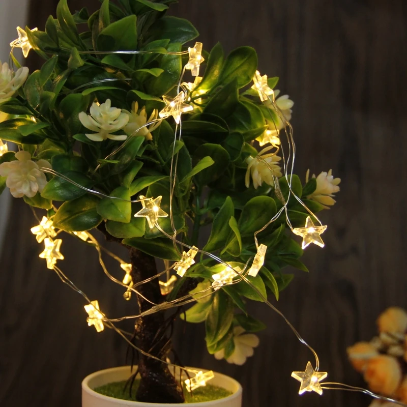 

5M 50 LED Stars Copper Wire Fairy String Lights Christmas LED Star Copper String Lights LED Fairy Lights Christmas Wedding