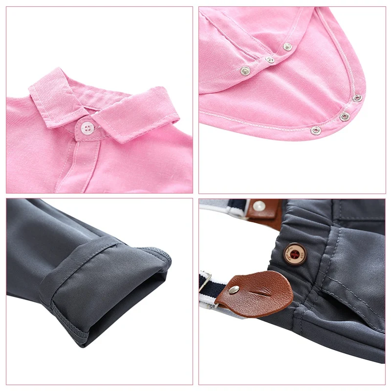 

Baby Boy Clothes Spring Autumn Kids Boys Cotton Gentlemen Solid Long Sleeve Shirt Romper + Pant Overalls Sets New
