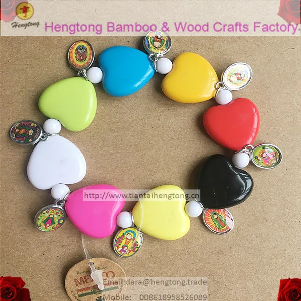 Бесплатная доставка 6 шт./упак. цветной браслет в форме сердца с иконой Розария