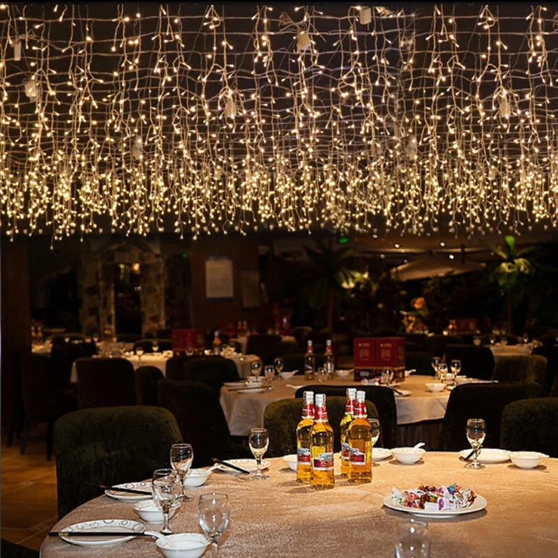 

LED String Lights 5M 16.5ft Droop 0.4m 0.5m 0.6m Curtain Icicle Garland For Wedding New Year Christmas Home Outdoor Decoration