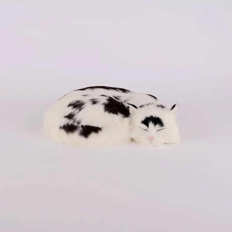 

creative simulation sleeping cat plastic&fur black&white cat model gift 27x6x20cm a96