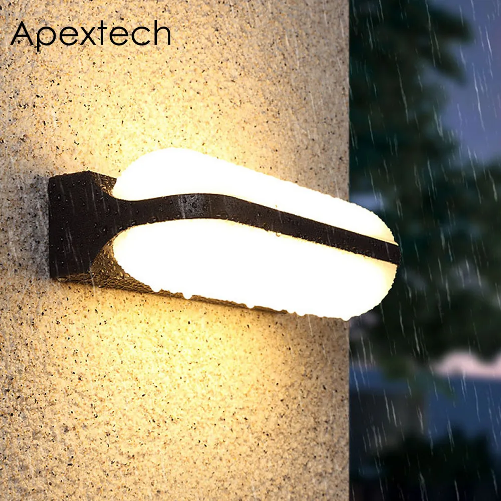 Apextech светодиодный светильник для крыльца, наружный настенный светильник, 12 Вт, 24 Вт, IP54, водонепроницаемый настенный светильник для коридора, балкона, двери, садовый декор, светильник s