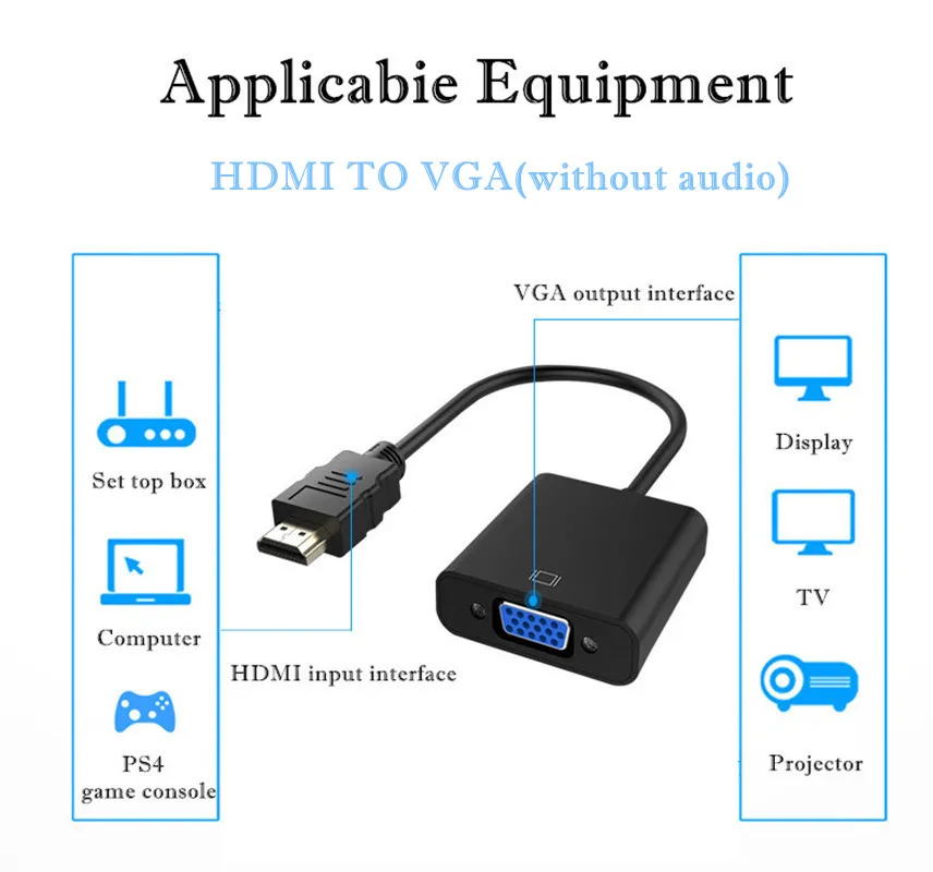 Ataliqi HDMI в VGA адаптер папа Женский видео конвертер 1080P цифровой аналоговый аудио