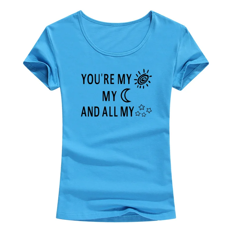 Футболка женская с принтом You Are My Sun Moon And All Stars хлопковая Повседневная смешная